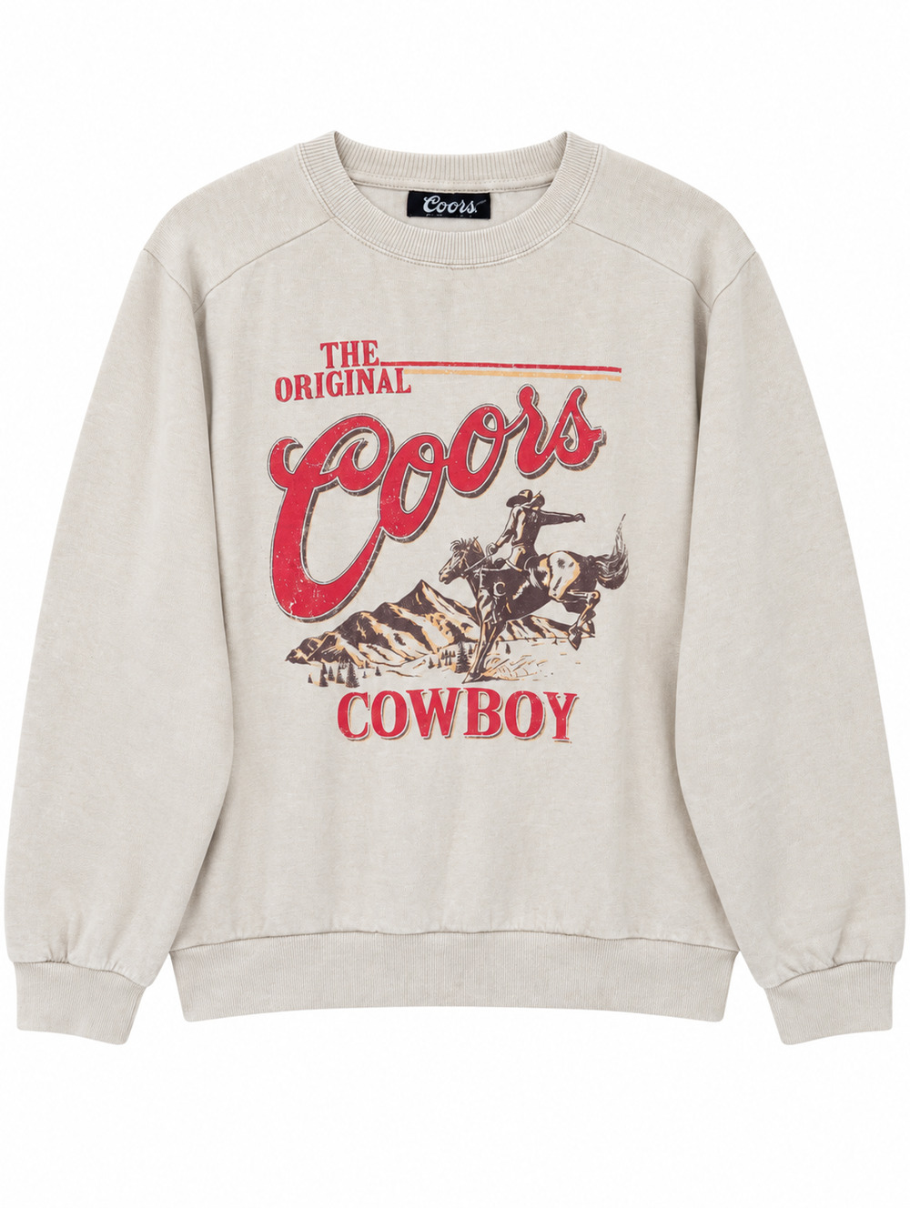 Coors Banquet L Cream Original Cowboy Graphic Crewneck Sweatshirt NWT